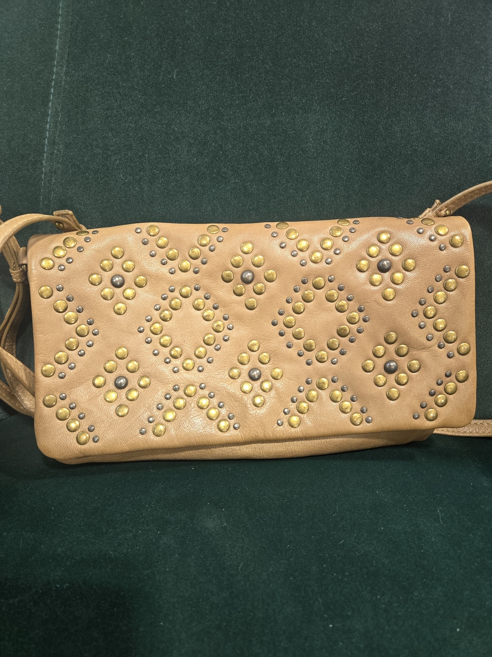 Lucky Brand Tan Studded Leather Crossbody Bag